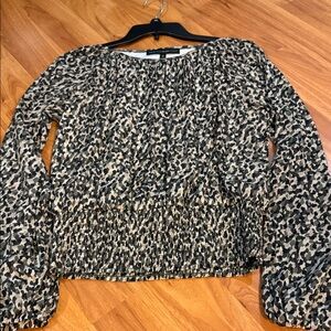 White House Black Market Black and Green Blouse